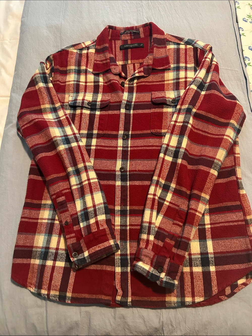 Heritage 1981 Red Plaid Utility Jacket with Cream & Navy Accents
